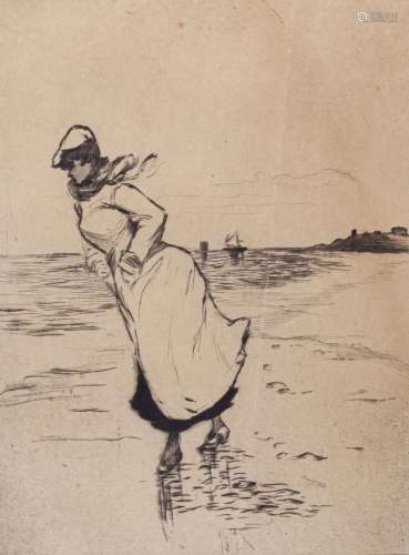 Henri BOUTET (1851-1919)<br />
Élégante sur la plage<br />
E...