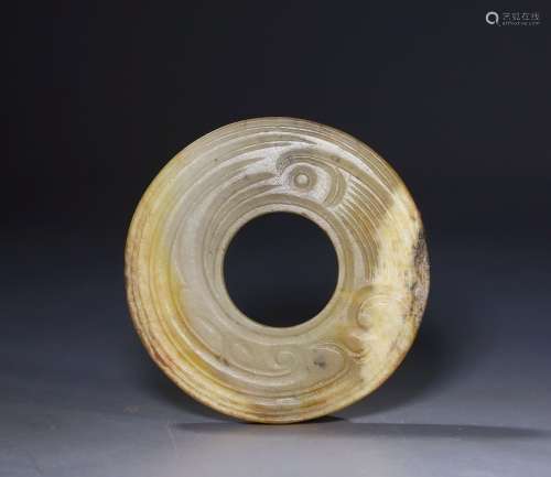 Western-zhou jade carved disc ornament with a phoenix