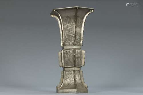 Qing bronze square vase