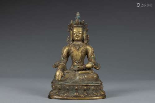 Tibentan Qing gilt bronze seated buddha