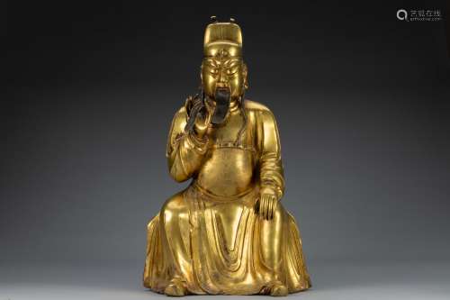 Ming gilt bronze guardian-Guangong