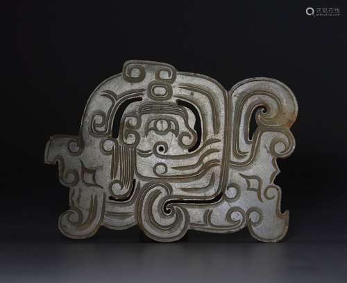 Warring States jade dragon and human ornament