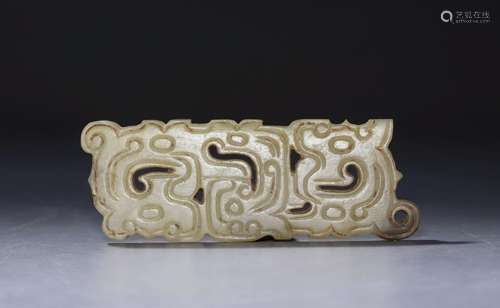 Spring and autumn jade carved dragon and human being ornamen...