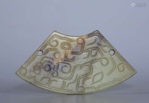 Shang period jade double-rabbit pendant