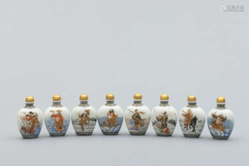 A group of 8 Qing enameled porcelain snuff-bottles