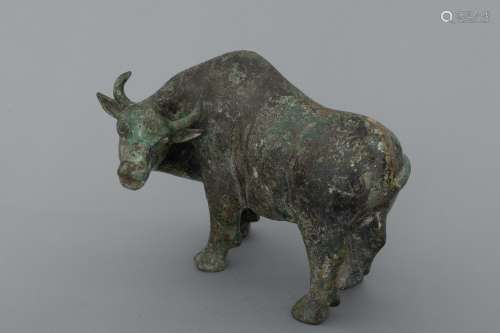 Warring-state period silver inlaid bronze ox