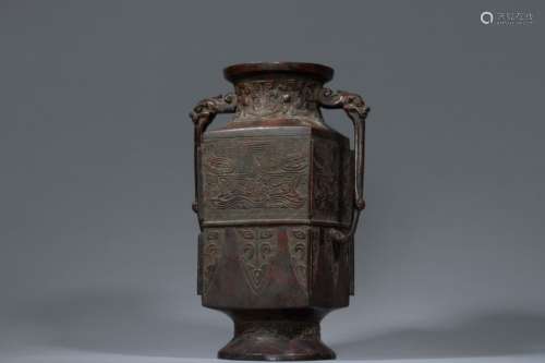 Ming bronze square vase