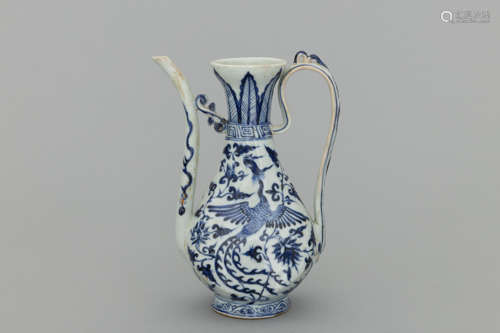 Ming blue and white porcelain jug with phoenix