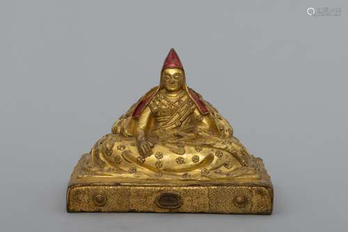 Qing gilt bronze Tibetan Tsongkhapa buddhist statue