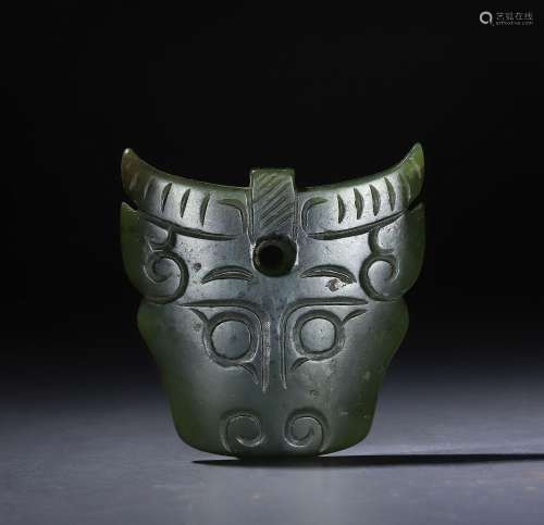 Shang jade ornament in form of bull-head