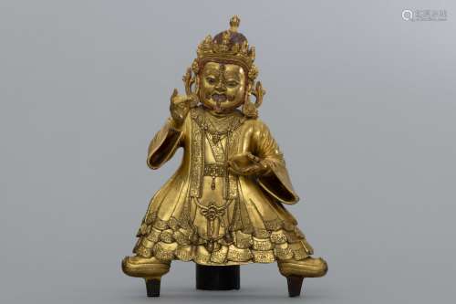 Qing Tibetan gilt bronze Mahakala