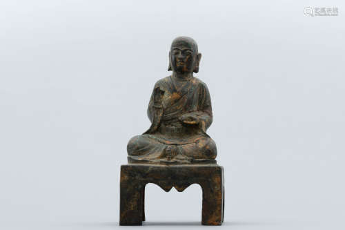 Ming gilt bronze Ananda seated statue
