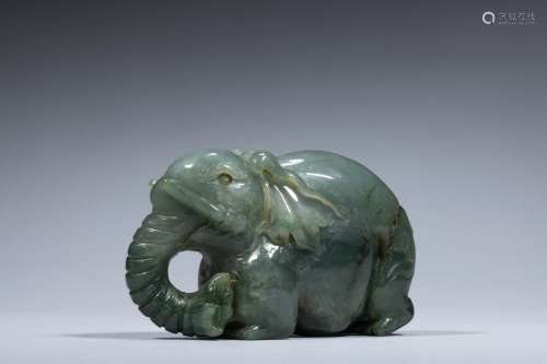 Qing Hetian green jade elephant