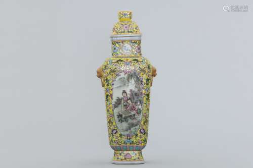 Qing famille-rose vase with female attendants