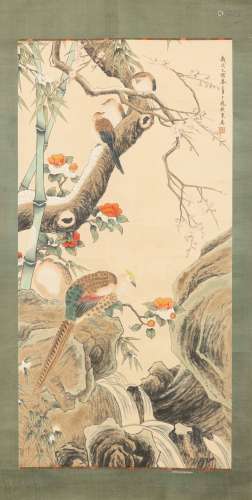 Chinese painting of bamboo,pine,plum and birds made by Jiao ...