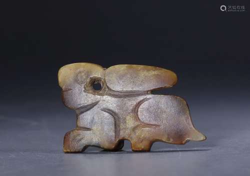 Shang jade carved rabbit ornament