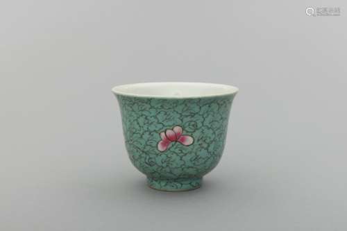 Qianlong sealed famille-rose floral cups