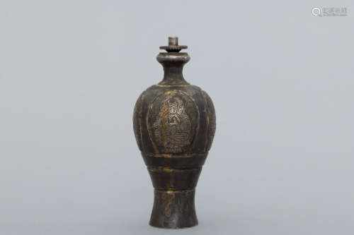 Tang silver vase with buddha relief
