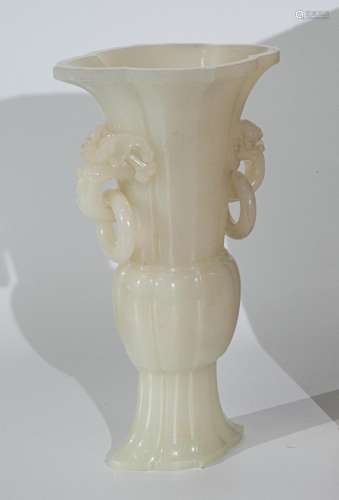 QING QIANLONG: A CARVED WHITE JADE VASE