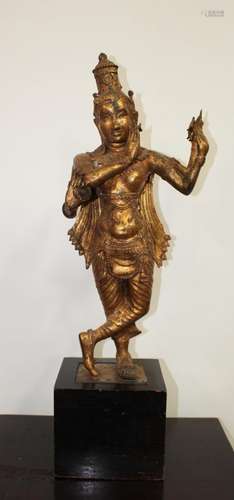 ANTIQUE GILT BRONZE HINDU STATUE