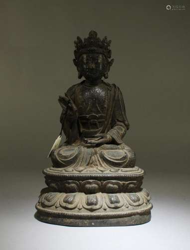 ANTIQUE CHINESE BRONZE BODHISATTVA STATUE