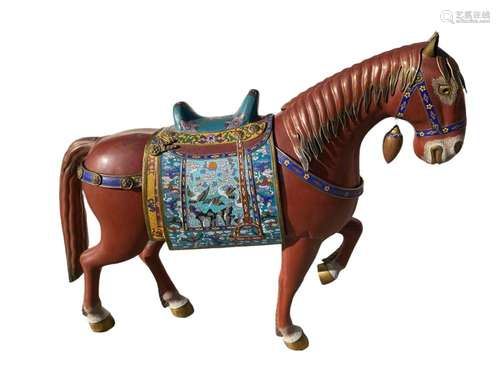 A CLOISONNE HORSE STATUE