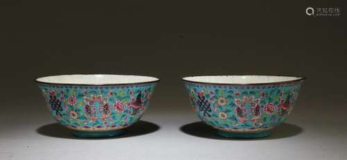 PAIR OF CHINESE CLOISONNE BOWLS