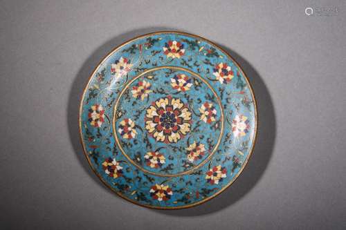 MING: A CLOISONNE ENAMEL PLATE