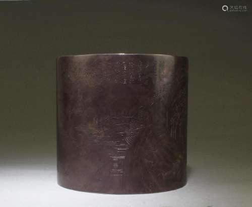 A SILVER ROUND BRUSHPOT