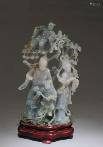 CHINESE CARVED JADE STATUE