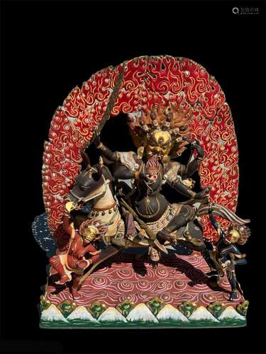 LIFESIZE WRATHFUL DEITY OF PALDEN LAMO, SHAKYA ART