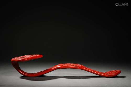 QING: A CINNABAR LACQUER RUYI SCEPTER