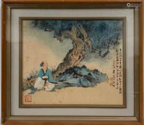 A FRAMED CHINESE PAINTING