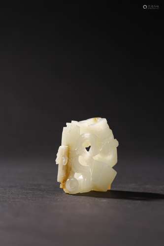 QING DYNASTY: A CARVED WHITE JADE PAPER WEIGHT