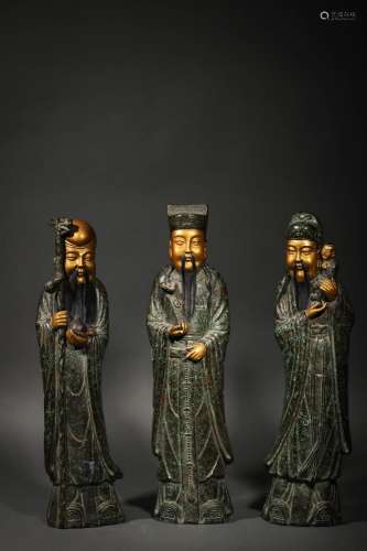 A GROUP OF THREE DEITY STATUES