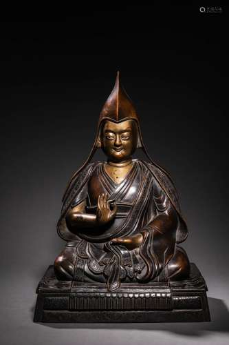 MING: A BRONZE TSONGKHAPA STATUE