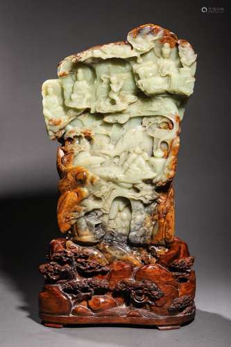 QING: A CARVED JADE BOULDER