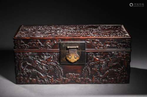 QING: A CARVED ZITAN BOOK CASE