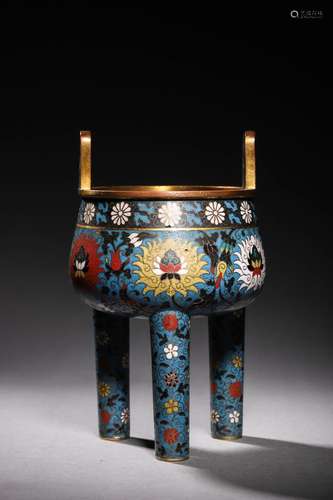 MING: A CLOISONNE TRIPOD INCENSE BURNER