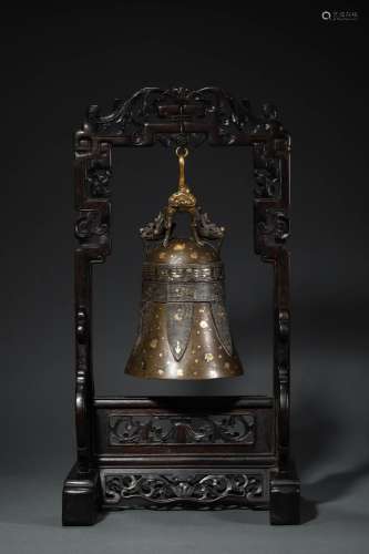 QING QIANLONG: A BRONZE WITH SPRINKLED GOLD BELL