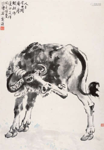 1943年作 徐悲鸿(1895-1953) 辍耕之牛 水墨纸本 立轴