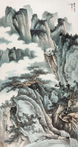 谢稚柳(1910-1997) 叠嶂层云 设色纸本 立轴