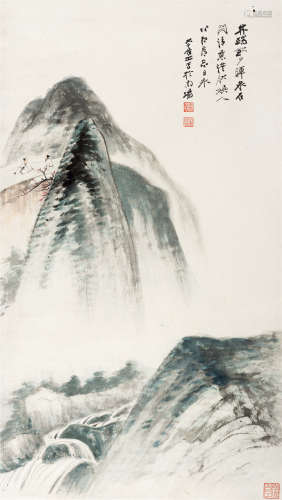 张大千(1899-1983) 泉石清泉 设色纸本 立轴
