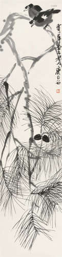 齐白石(1864-1957) 松树八哥 水墨纸本 镜心