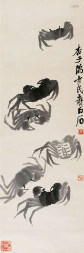 齐白石(1864-1957) 墨蟹 水墨纸本 立轴