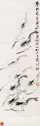 齐白石(1864-1957) 墨虾 水墨纸本 立轴