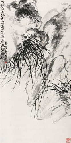 吴昌硕(1844-1927) 兰石图 水墨纸本 立轴