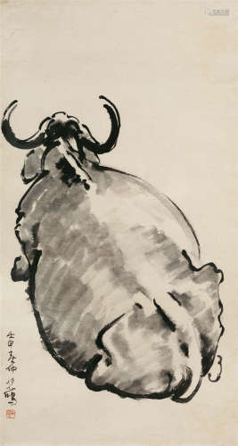 1932年作 徐悲鸿(1895-1953) 卧牛图 水墨纸本 镜心