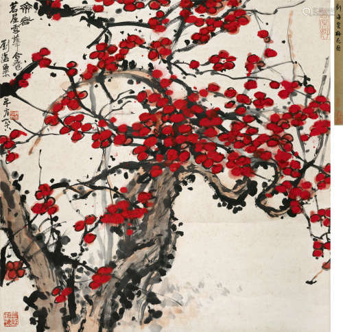 刘海粟(1896-1994) 齐眉 设色纸本 立轴