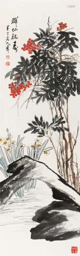 陈半丁(1876-1970) 群仙祝寿 设色纸本 立轴